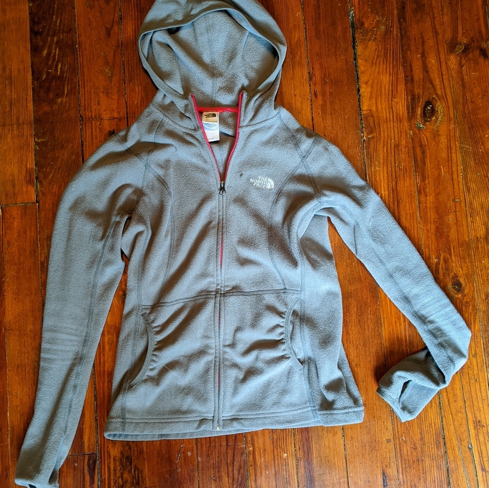North Face zip up fleece- gray
